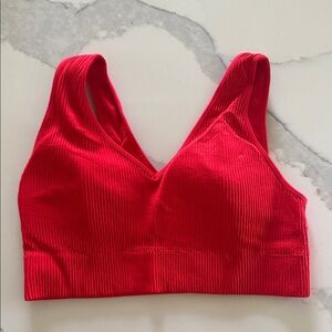 Aerie red seamless padded voop bralette